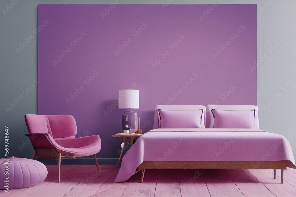 Cute Cozy Dreamy Mid Century Modern Primary Bedroom Interior with