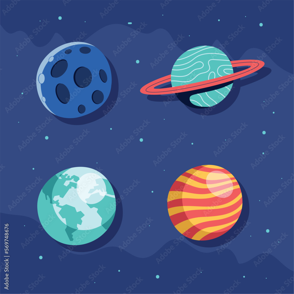 four space outer planets