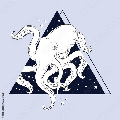 surreal octopus in triangle