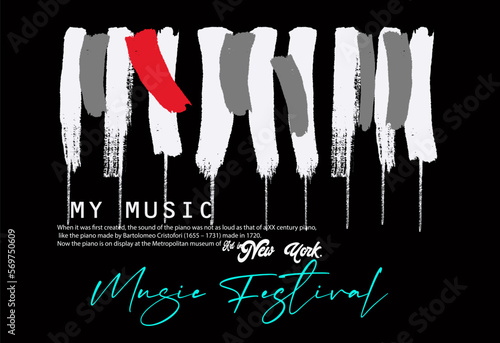 grunge  Music piano keyboard  illustration, Grunge black and white piano keyboard. Stock vector illustration for poster music and t shirt