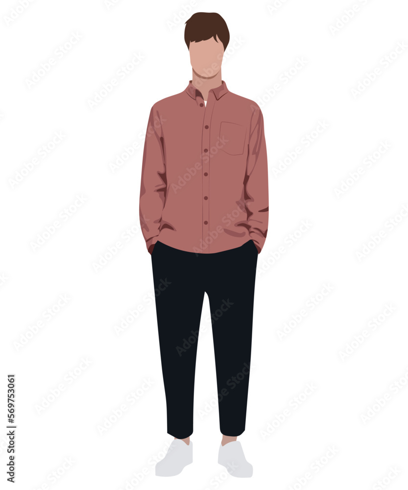 Stylish man in fashionable clothes on a white background. Vector illustration in flat style