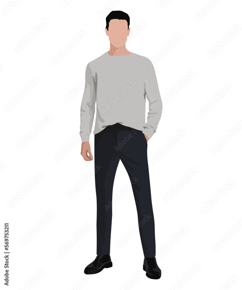 Stylish man in fashionable clothes on a white background. Vector illustration in flat style Stylish man in fashionable clothes on a white background. Vector illustration in flat style