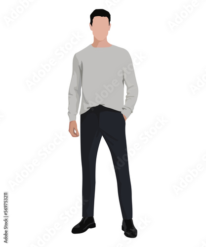 Stylish man in fashionable clothes on a white background. Vector illustration in flat style