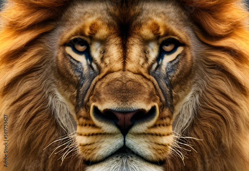 Lion king portrait animal , Wildlife , generative ai 