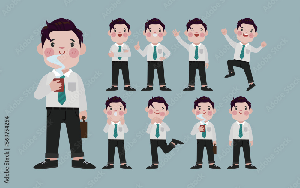 Office worker with different poses