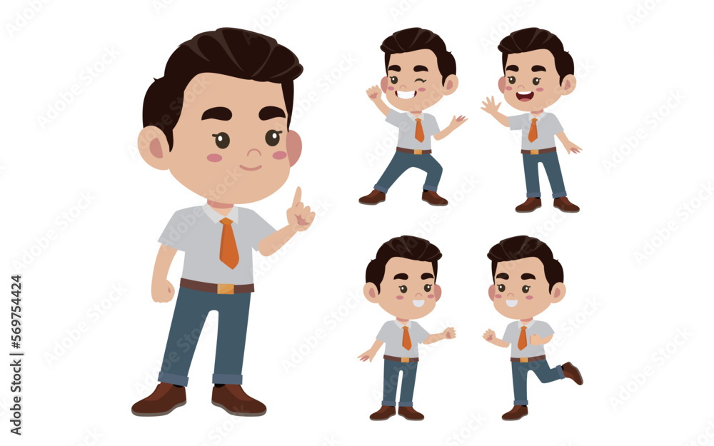 Office worker with different poses