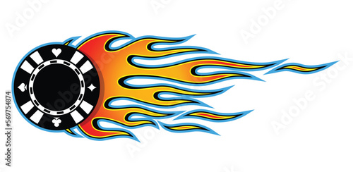 Casino poker chips icon vector art graphic Poker chip with tribal flame vinyl car sticker motorcycle and truck decal.