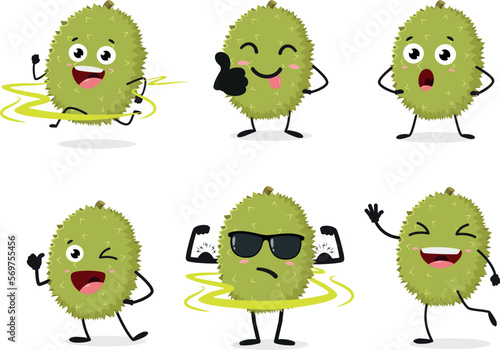 Cute durian cartoon, with different expressions