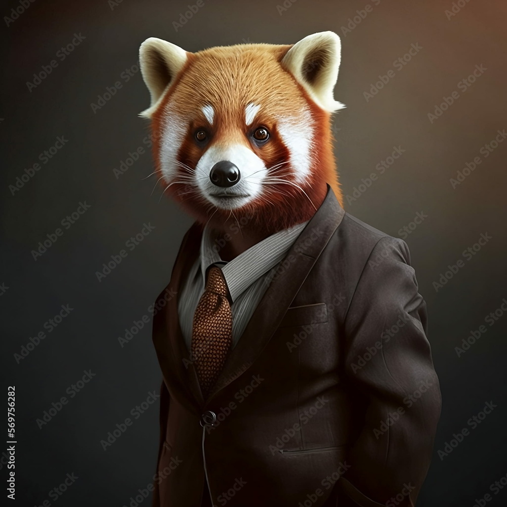 Red panda In a business suit Stock Illustration | Adobe Stock