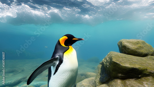 penguin swimming in the ocean  the environment  Generative AI