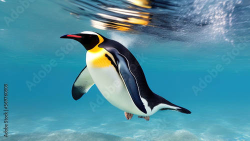 penguin swimming in the ocean  the environment  Generative AI