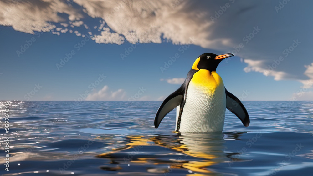 Obraz premium penguin swimming in the ocean, the environment, Generative AI