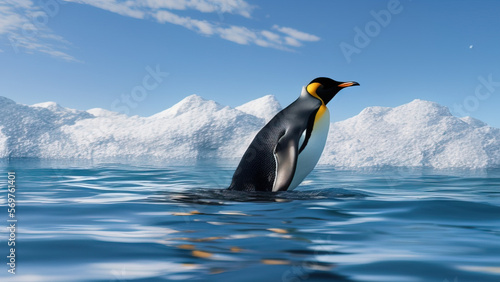 penguin swimming in the ocean  the environment  Generative AI