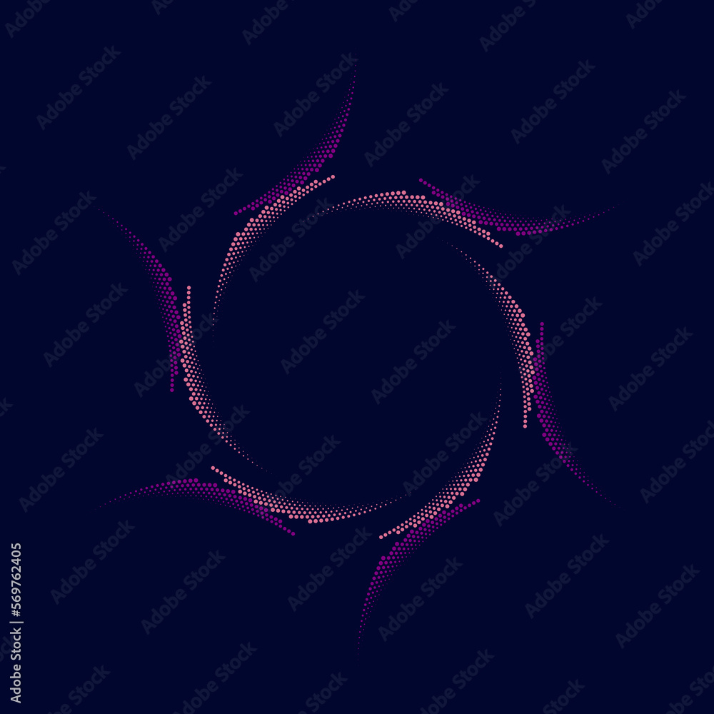 Vecteur Stock Pink and violet vector dotted lines in circle form