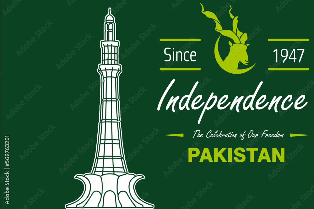 14th of august pakistan independence day celebration background. Happy Pakistan's independence day 14th of august 1947. Vector Illustration. 

