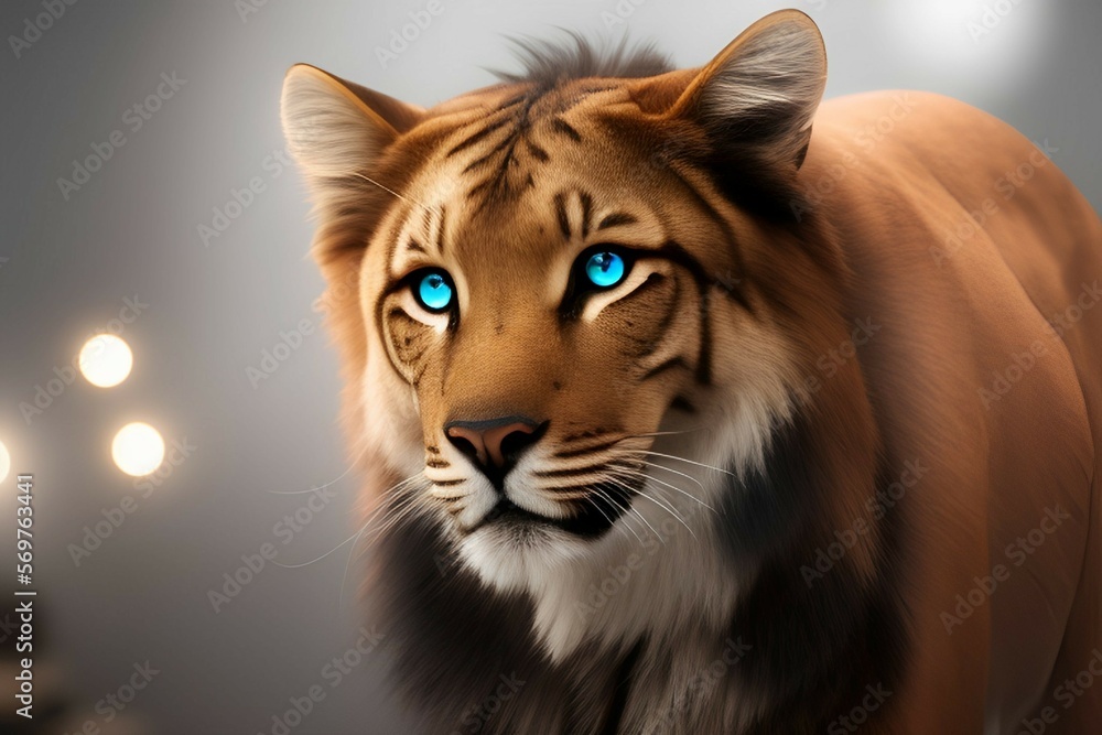 Fototapeta premium TIGER WITH BLUE EYES