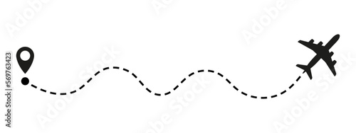 Airplane line path vector illustration