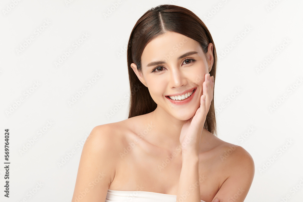 Beautiful young asian woman with clean fresh skin on white background, Face care, Facial treatment, Cosmetology, beauty and spa, Asian women portrait. Beautiful young asian woman with clean fresh skin on white background, Face care, Facial treatment, Cosmetology, beauty and spa, Asian women portrait.