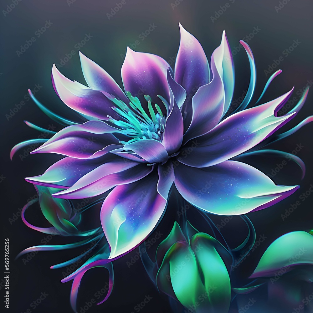 Glowing flower created with generative AI technology
