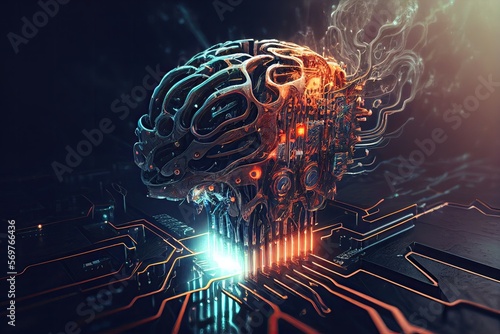 Artificial intelligence, AI, robot, cyborg replacing human labor, technology, old, future, music, halloween, 3d, cyborg, metal, circuit, computer, board, data, digital, chip, electronics, motherboard,
