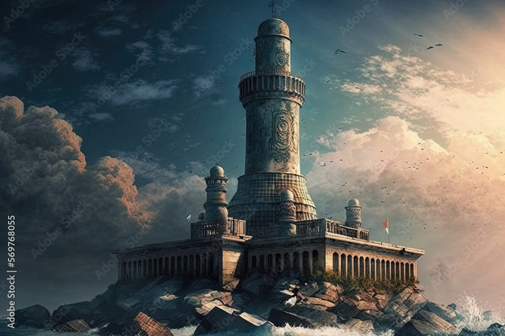 Lighthouse of Alexandria, also known as the Pharos of Alexandria. Built