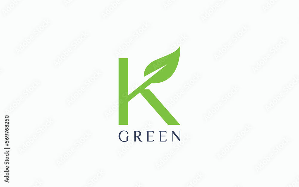 Letter K logo formed with leaf symbols in simple and modern style Stock ...