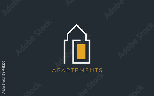 Apartements logo formed with simple line   photo