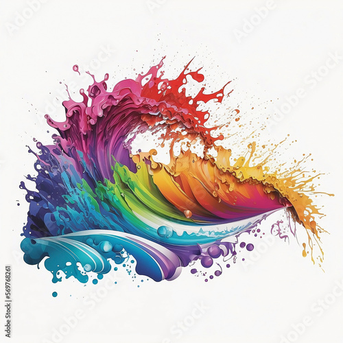 Rainbow wave. Colorful paint splash. Isolated design element on the transparent background. © azlen