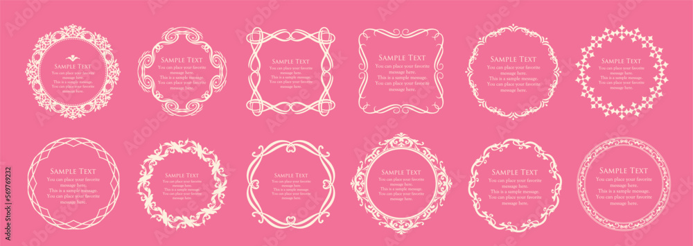 春をイメージしたフレーム。高級感のある囲みのデザイン。アンティークな枠。	
