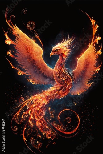 The phoenix is reborn in the ninth heaven.. Generative Ai.