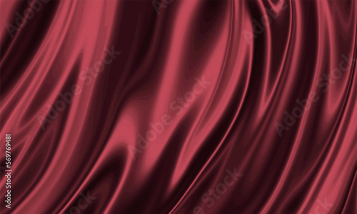 Dark red silk texture background design with smooth waves.