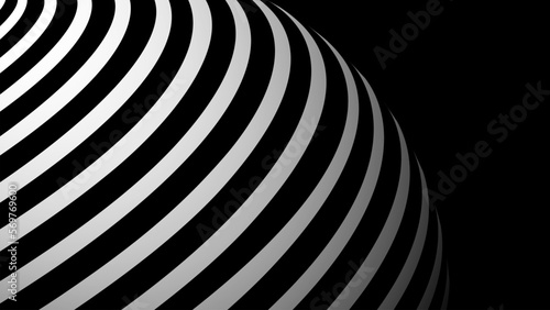 Curved globe rounded lines on black background. White bold line. Design for technology  network  illustration  construction  and digital data visualization.