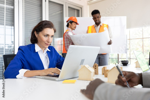 businesswoman using laptop computer and prepare for a meeting in the office