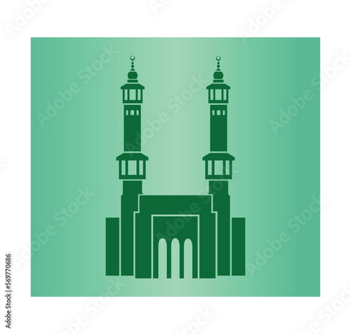 islamic tower mosque with green theme vector