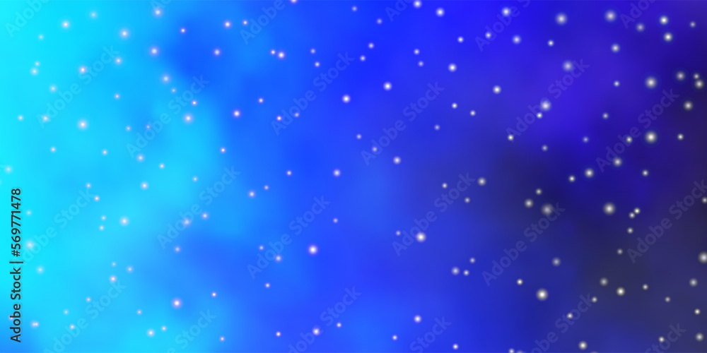 Dark BLUE vector background with small and big stars.