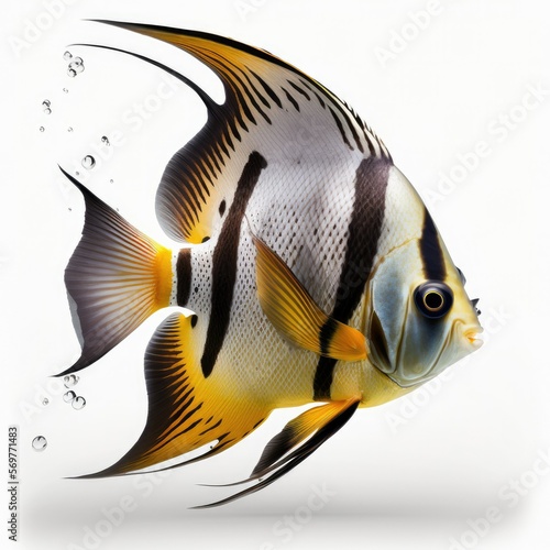 Angelfish on white background, Illustration, Generative AI