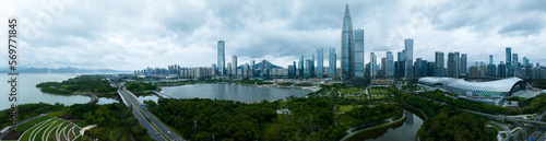 Aerial panorama view of landscape in Shenzhen city China