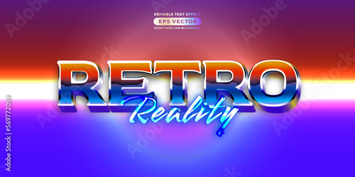 Retro text effect retro reality futuristic editable 80s classic style with experimental background, ideal for poster, flyer, social media post with give them the rad 1980s touch