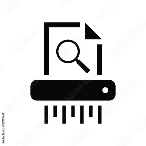 Paper shredder icon. Clear browsing data. Delete search history. Vector icon isolated on white background.