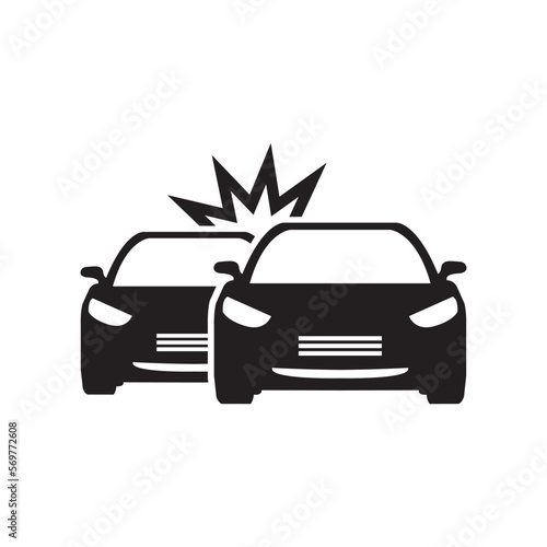 car crash black simple icon on white background for web