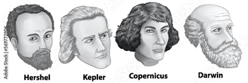 Great scientist astronomers portrait vector