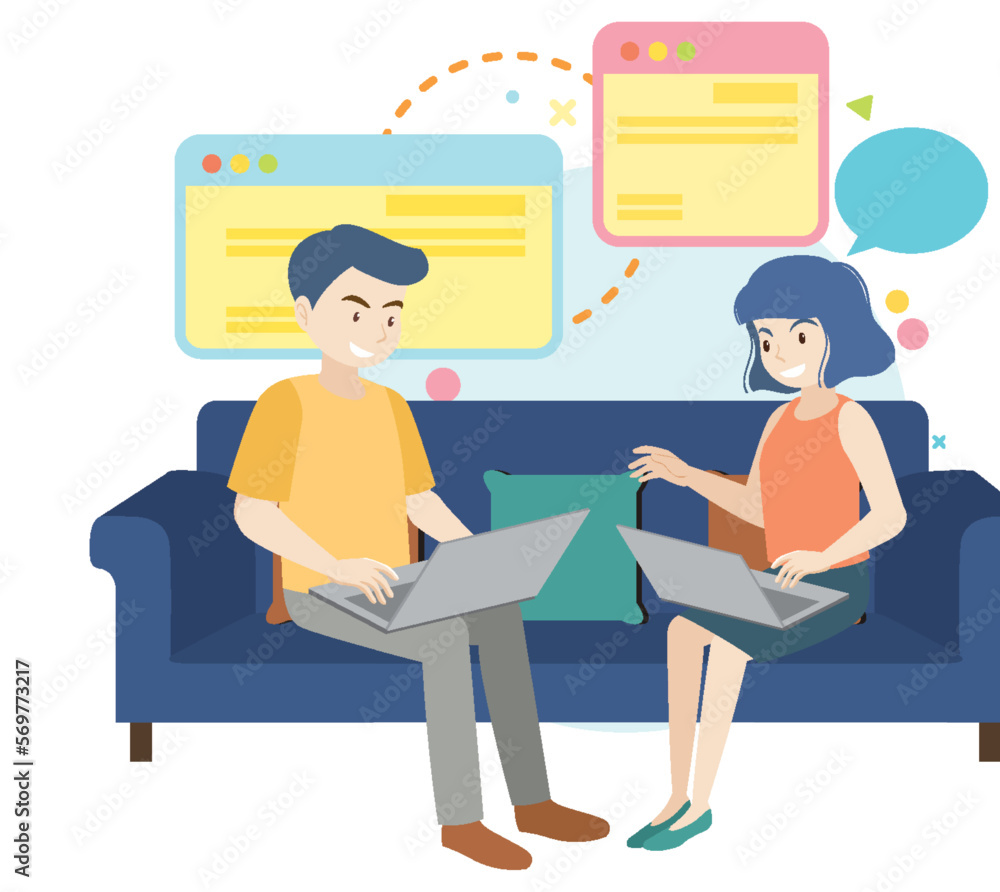 Working characters flat design for web banner Working characters flat design for web banner