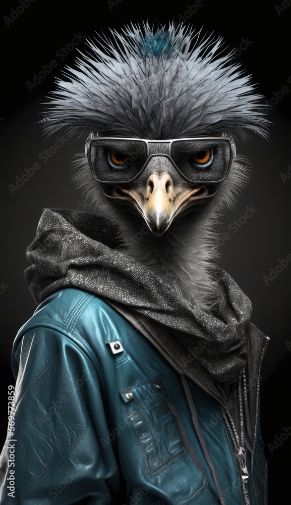 Photo Shoot of King of the Streets:A Majestic Emu Animal Rocked in Hip Hop Streetwear Fashion like Men, Women, and Kids (generative AI) Photo Shoot of King of the Streets:A Majestic Emu Animal Rocked in Hip Hop Streetwear Fashion like Men, Women, and Kids (generative AI)