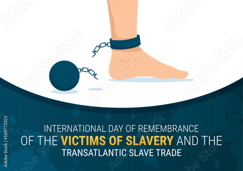 International Day of Remembrance of the Victims of Slavery and Transatlantic Slave Trade Hand Drawn Illustration with broken handcuffs on hand Design