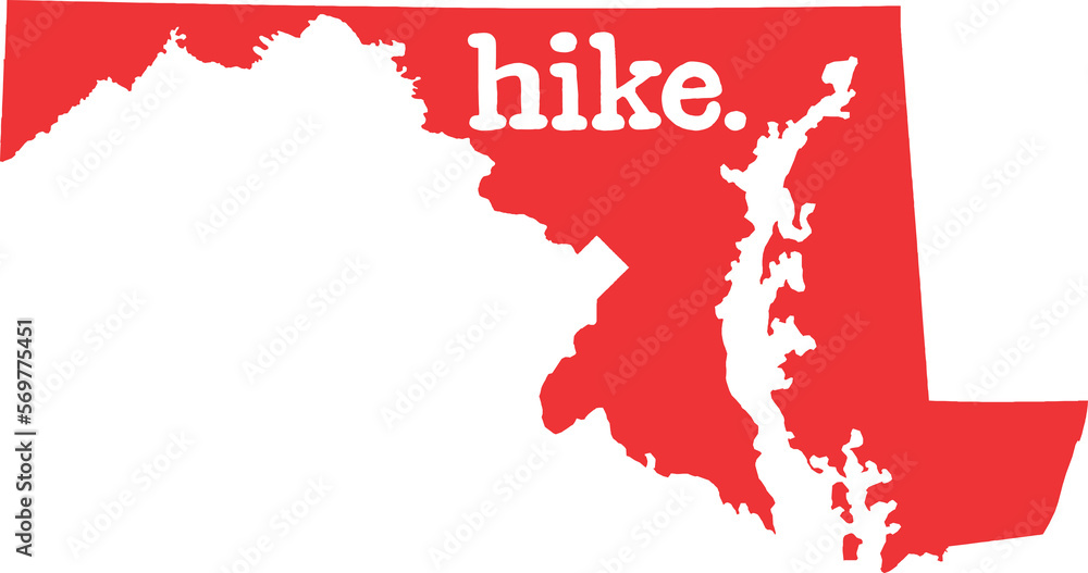 Fototapeta premium maryland state map hike decal - PNG image with transparent background