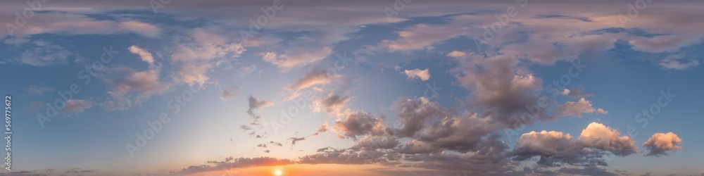Dark blue evening sky panorama with pink Cumulus clouds. Seamless hdr 360 panorama in spherical equirectangular format. Full zenith for 3D visualization, sky replacement for aerial drone panoramas. Dark blue evening sky panorama with pink Cumulus clouds. Seamless hdr 360 panorama in spherical equirectangular format. Full zenith for 3D visualization, sky replacement for aerial drone panoramas.