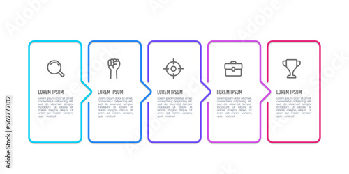 Infographic frame line design with icons and 5 options or steps. Vector illustration.