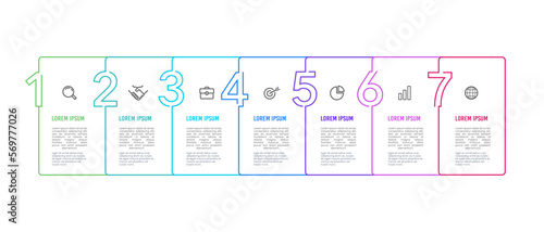 Set of numbers 1 to 7 infographics. Infographic 7 options or steps. Vector illustration.