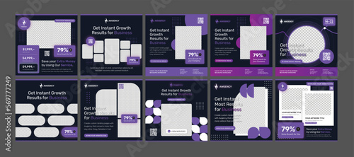 A Pack of 10 Salient Instant Business Growth - Square banner social media feed post templates