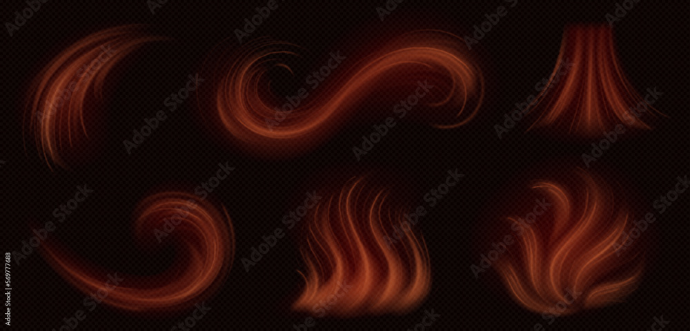 Realistic fire trail vector. Illustration of hot fire isolated